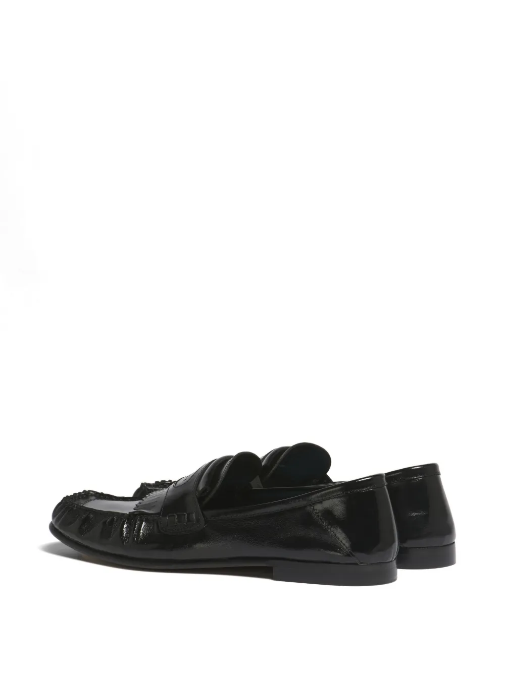 Marni Leren loafers met franjes Zwart