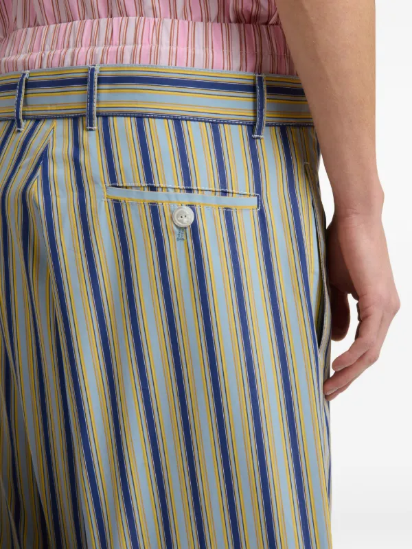 MARNI マルニ ストライプ ワイドパンツ イージーパンツ 7部丈 Marni ストライプ パンツ | ブルー | FARFETCH JP