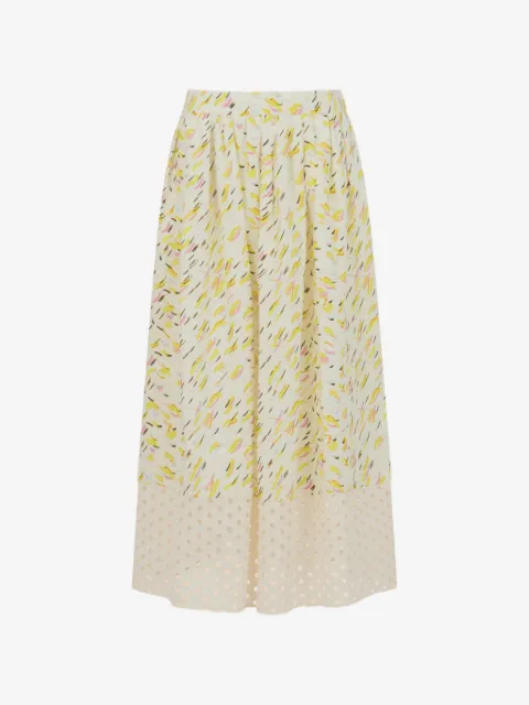 Marni linen skirt with Brushstroke Wave print