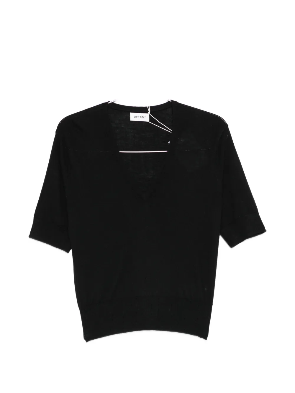 Soft Goat V-neck short-sleeve T-shirt - Nero