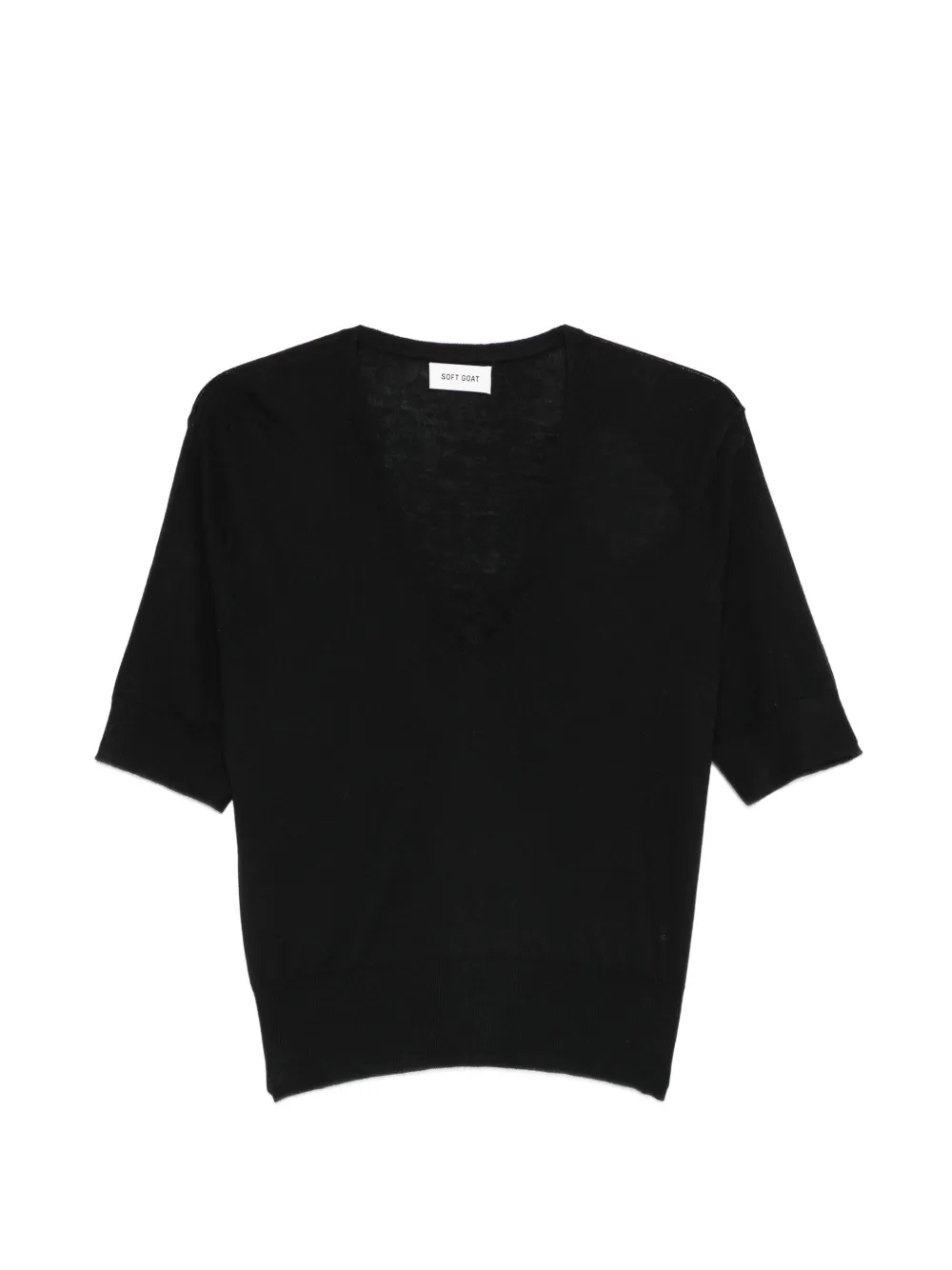 Soft Goat V-neck short-sleeve T-shirt - Nero
