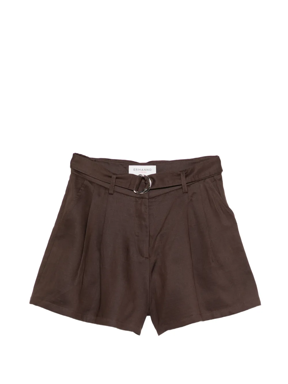 ERMANNO FIRENZE belted pleated shorts - Marrone