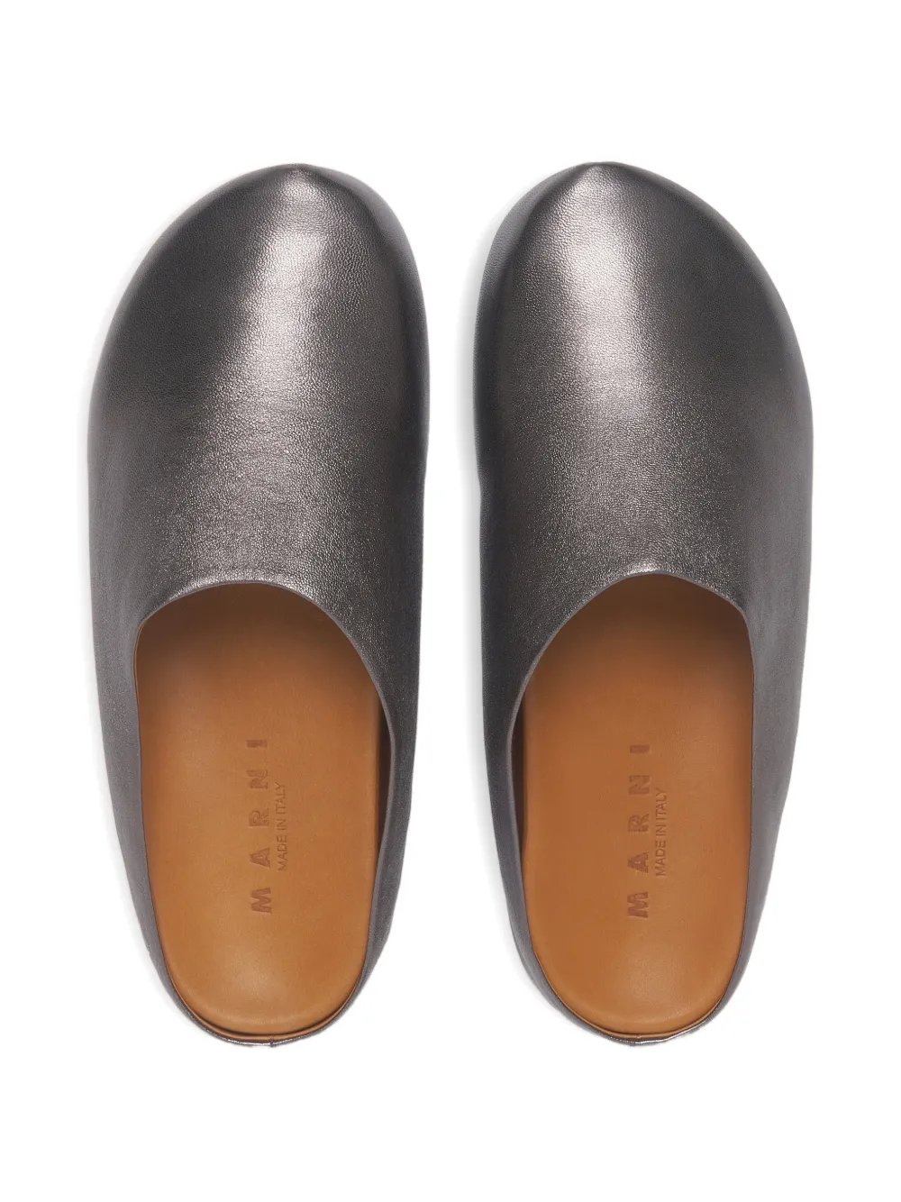 Marni Sabots met metallic logoprint Grijs