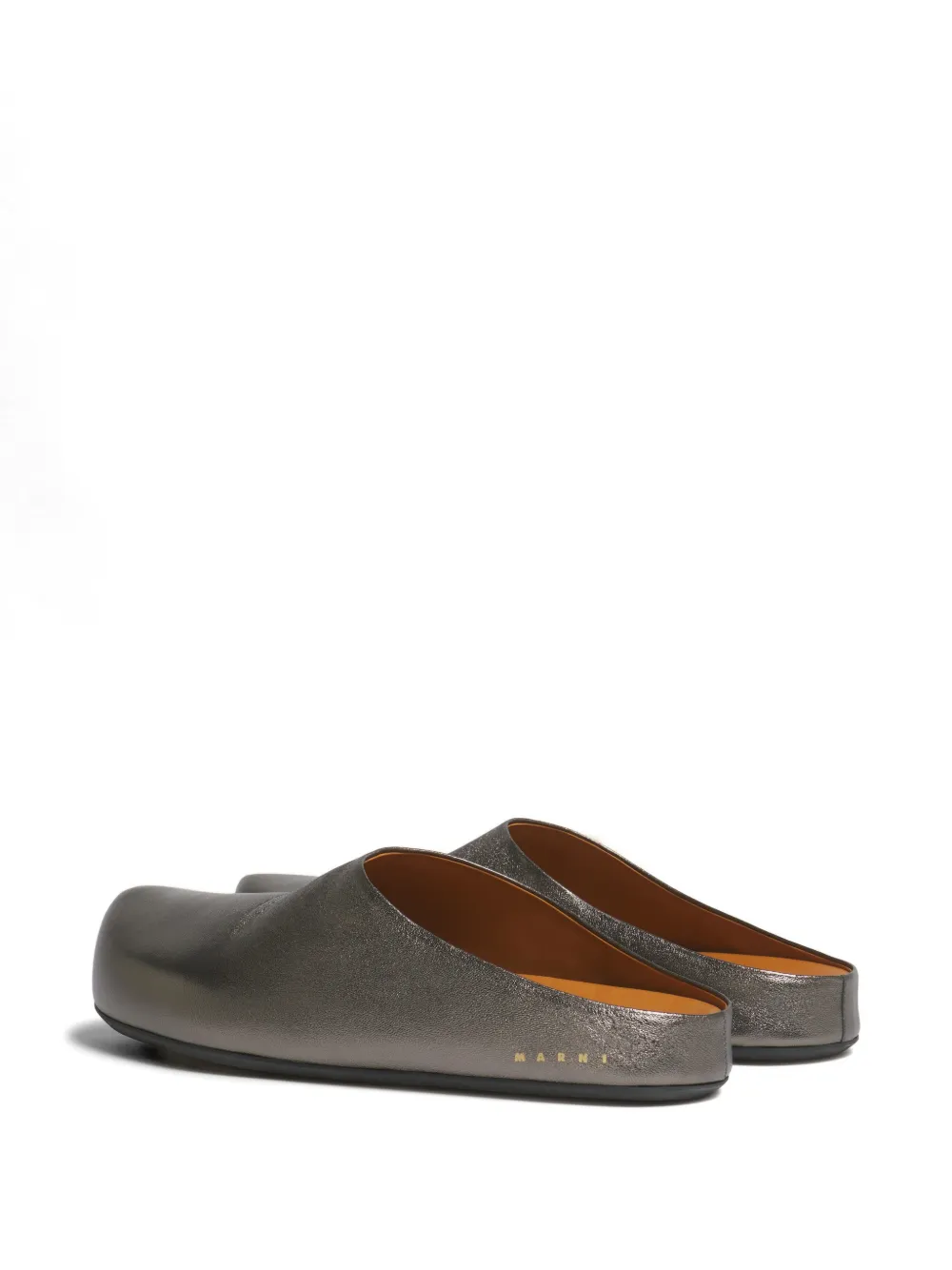 Marni Sabots met metallic logoprint Grijs