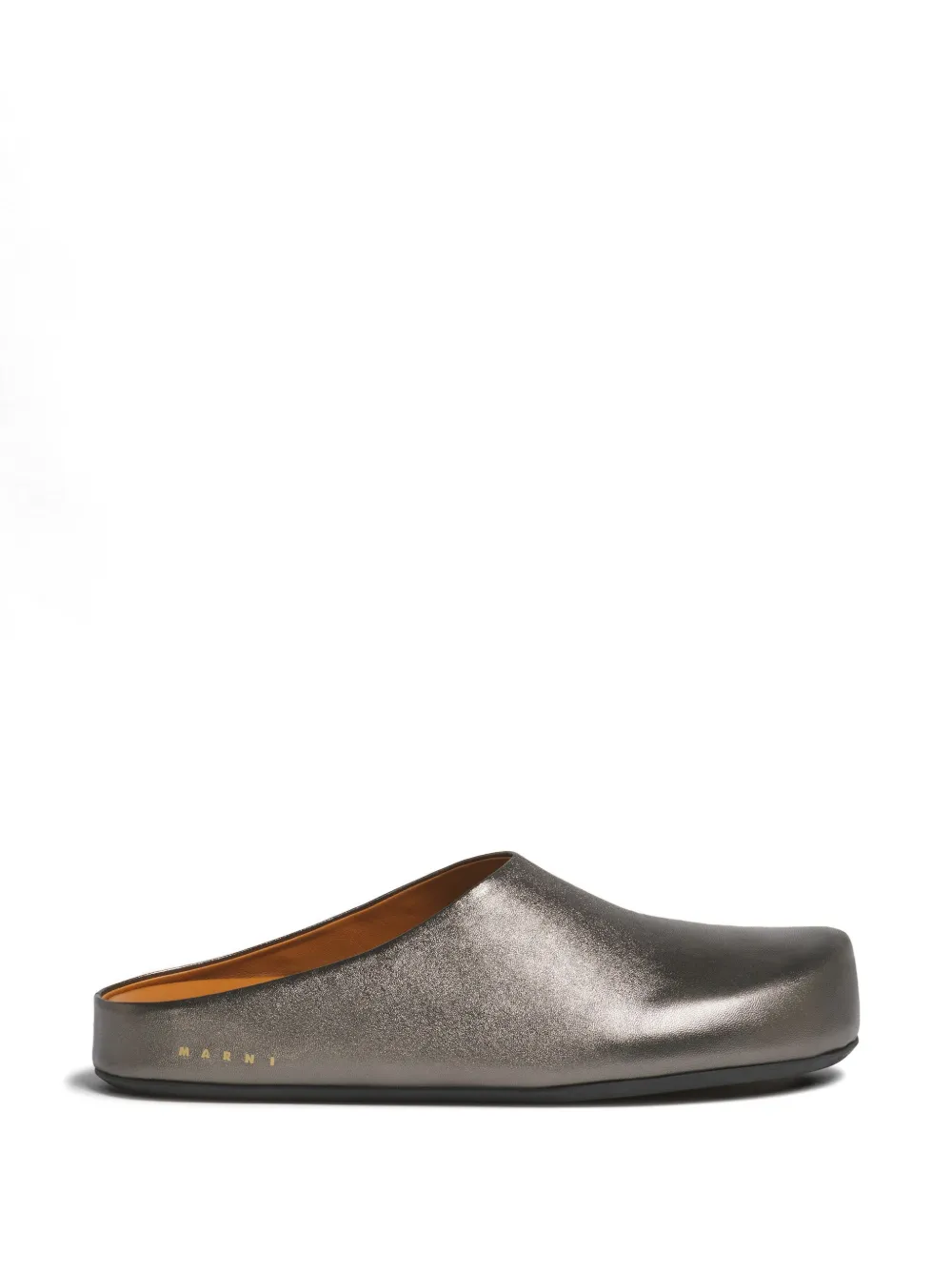 Marni metallic logo print sabots - Grigio