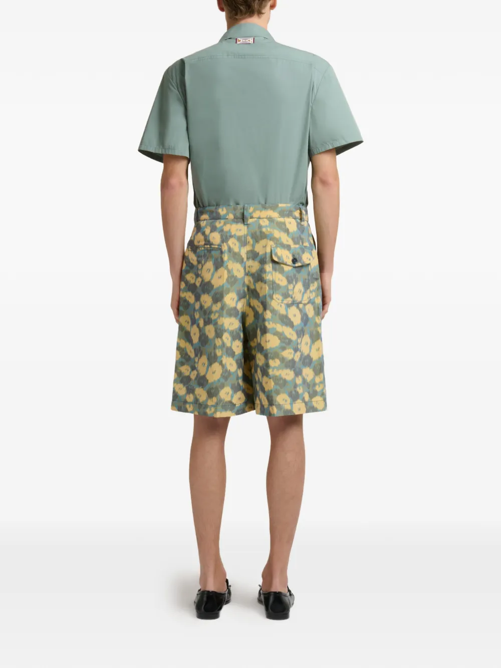 Marni Geplooide shorts met bloemen Geel