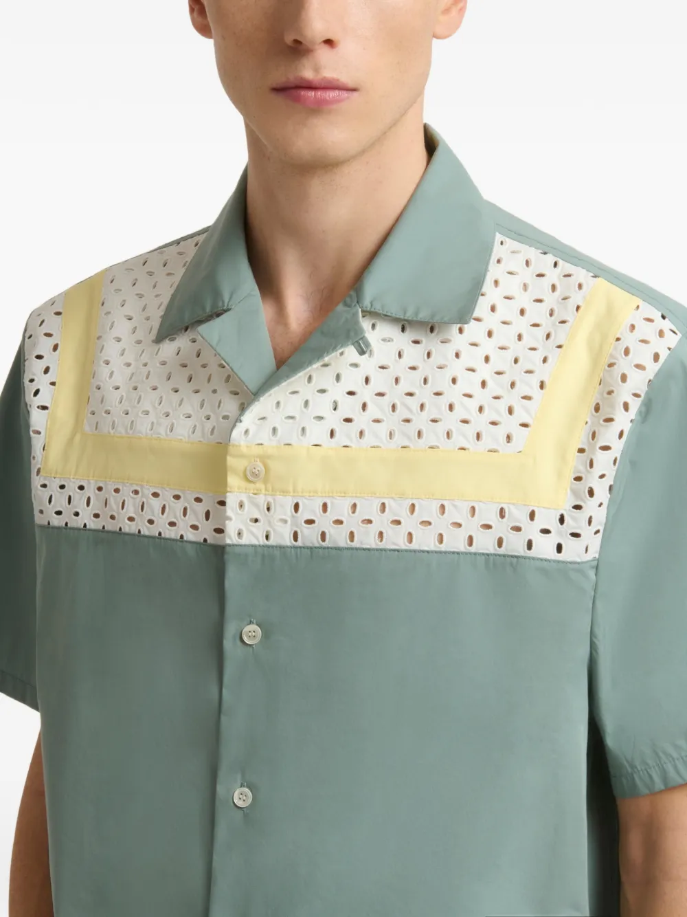 Marni Overhemd van katoenblend met broderie anglaise Groen