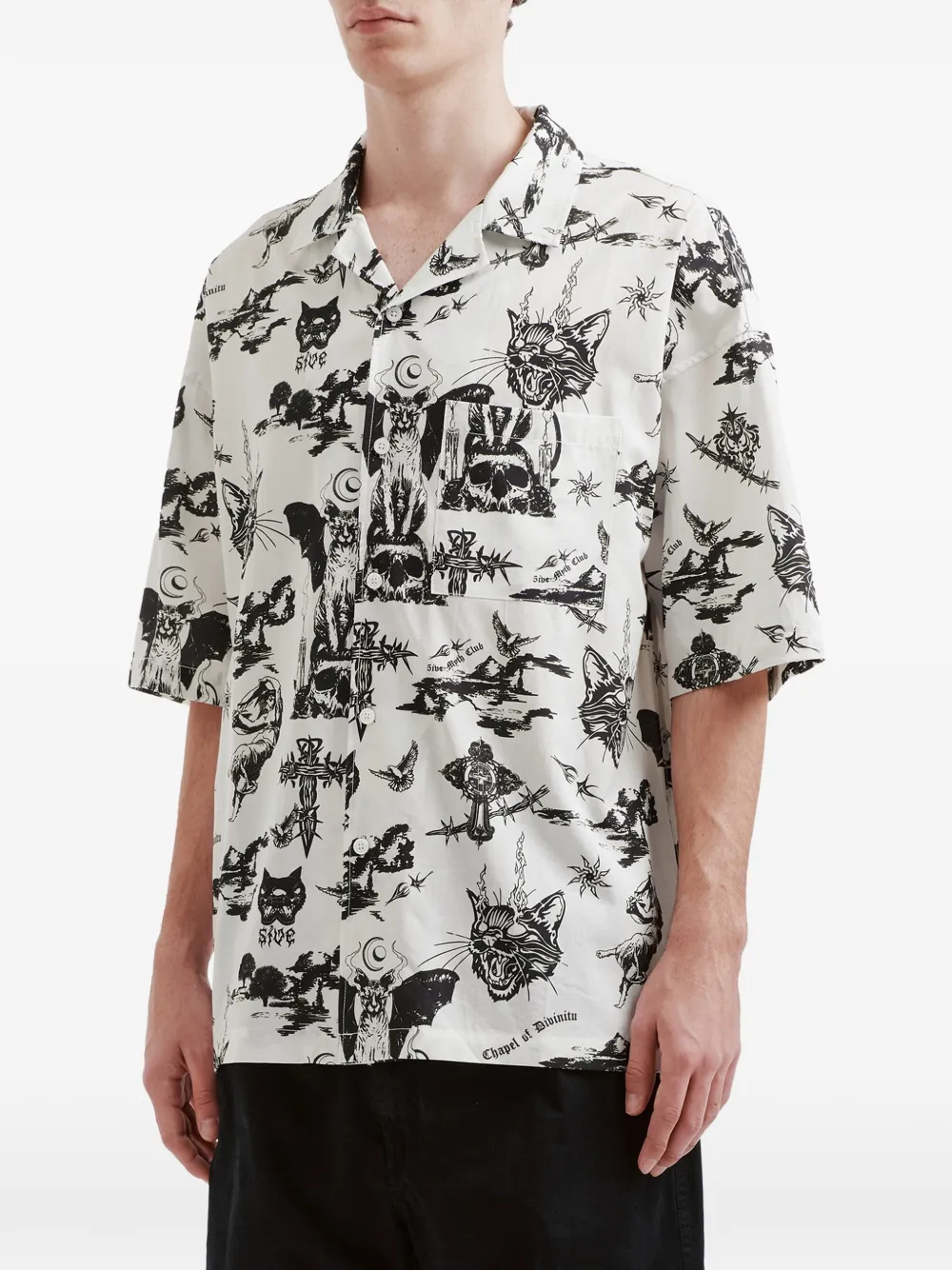  Five Cm Camisa Estampada Con Bolsillo - Blanco 