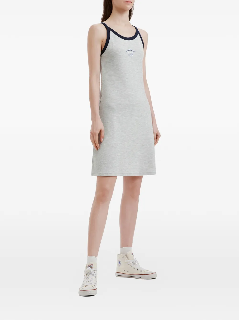  Chocoolate Logo-embroidered Mini Dress - Grey 