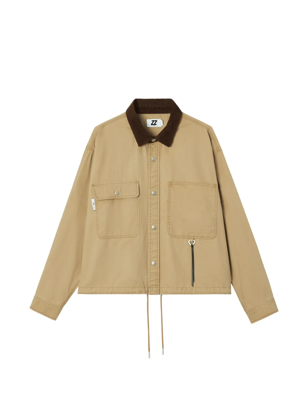 izzue corduroy-collar overshirt - Nude