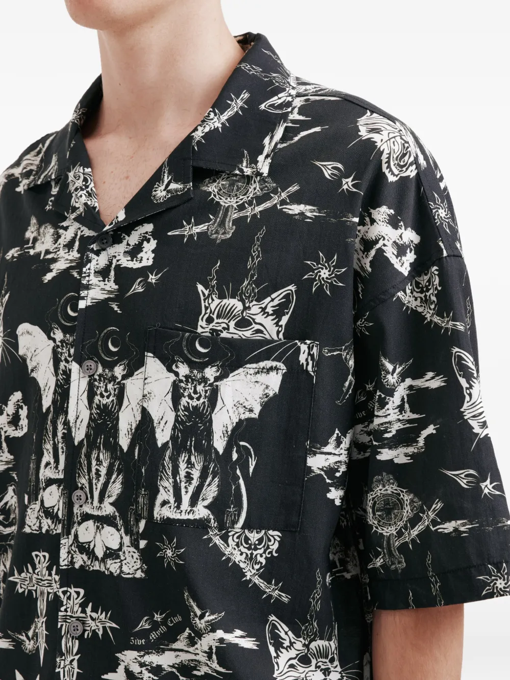 Buttoned Graphic Print Shirt