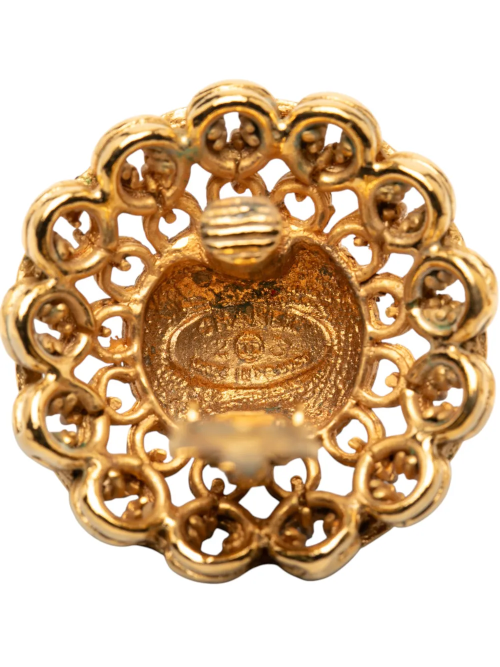  Chanel Pre-owned Boucles D'oreilles Fantaisie Dôme En Plaqué Or à Motif De Chaîne Et Fermoir Clip (1980-1990) 