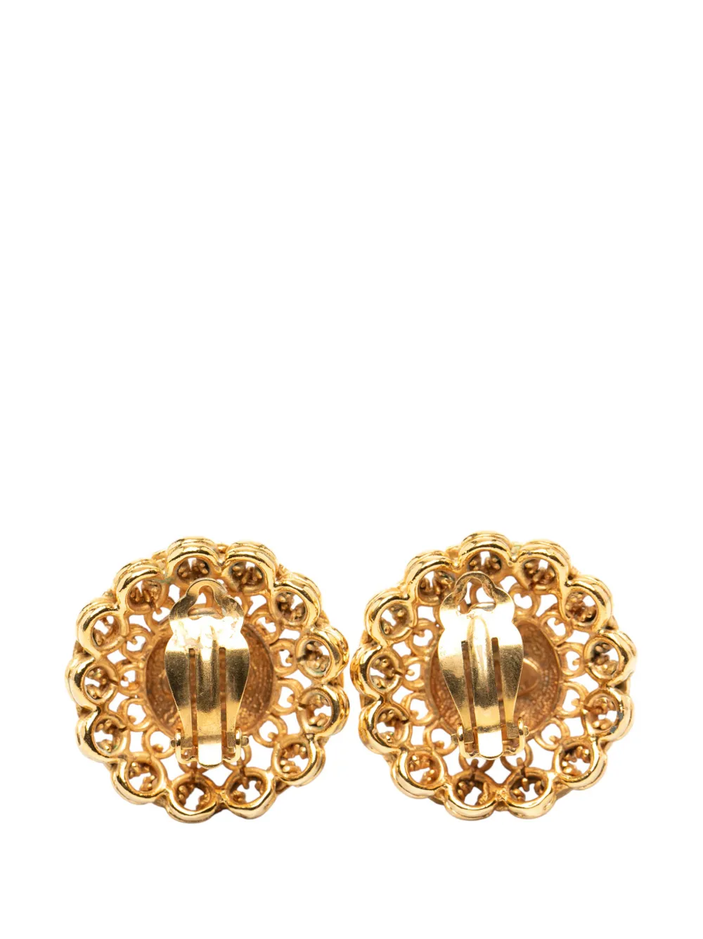  Chanel Pre-owned Boucles D'oreilles Fantaisie Dôme En Plaqué Or à Motif De Chaîne Et Fermoir Clip (1980-1990) 