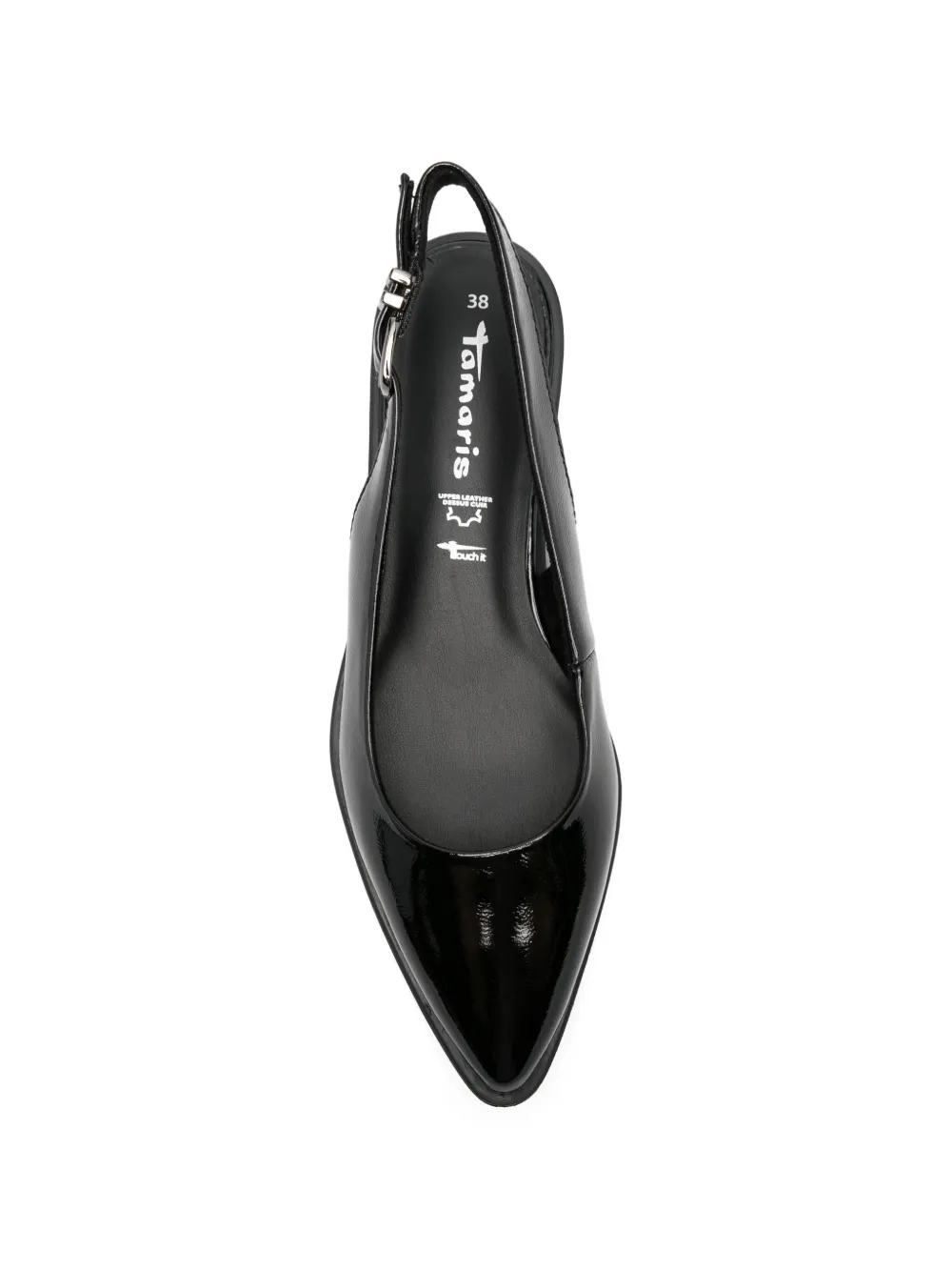 TAMARIS Lakleren platte pumps Zwart