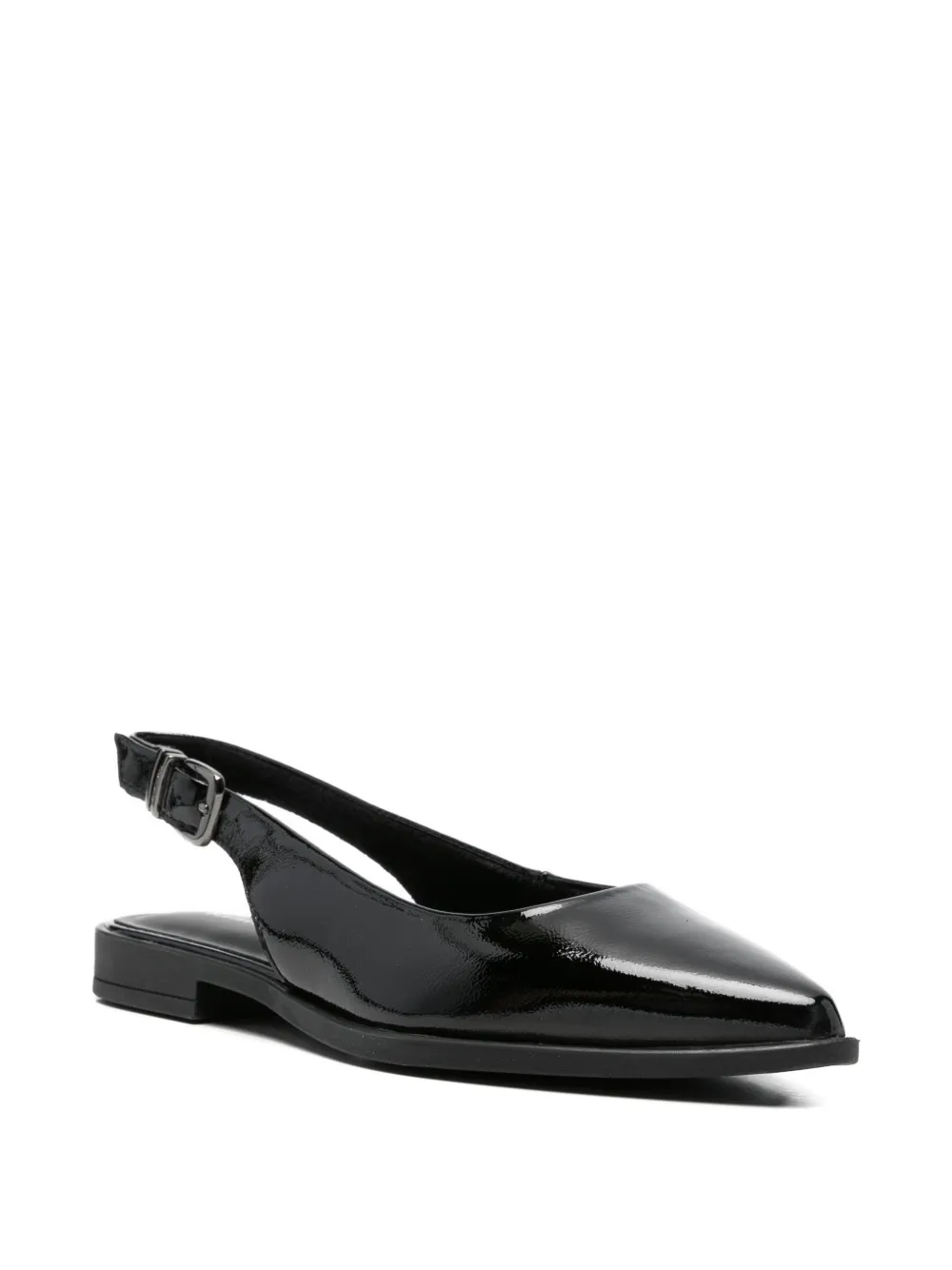TAMARIS Lakleren platte pumps Zwart