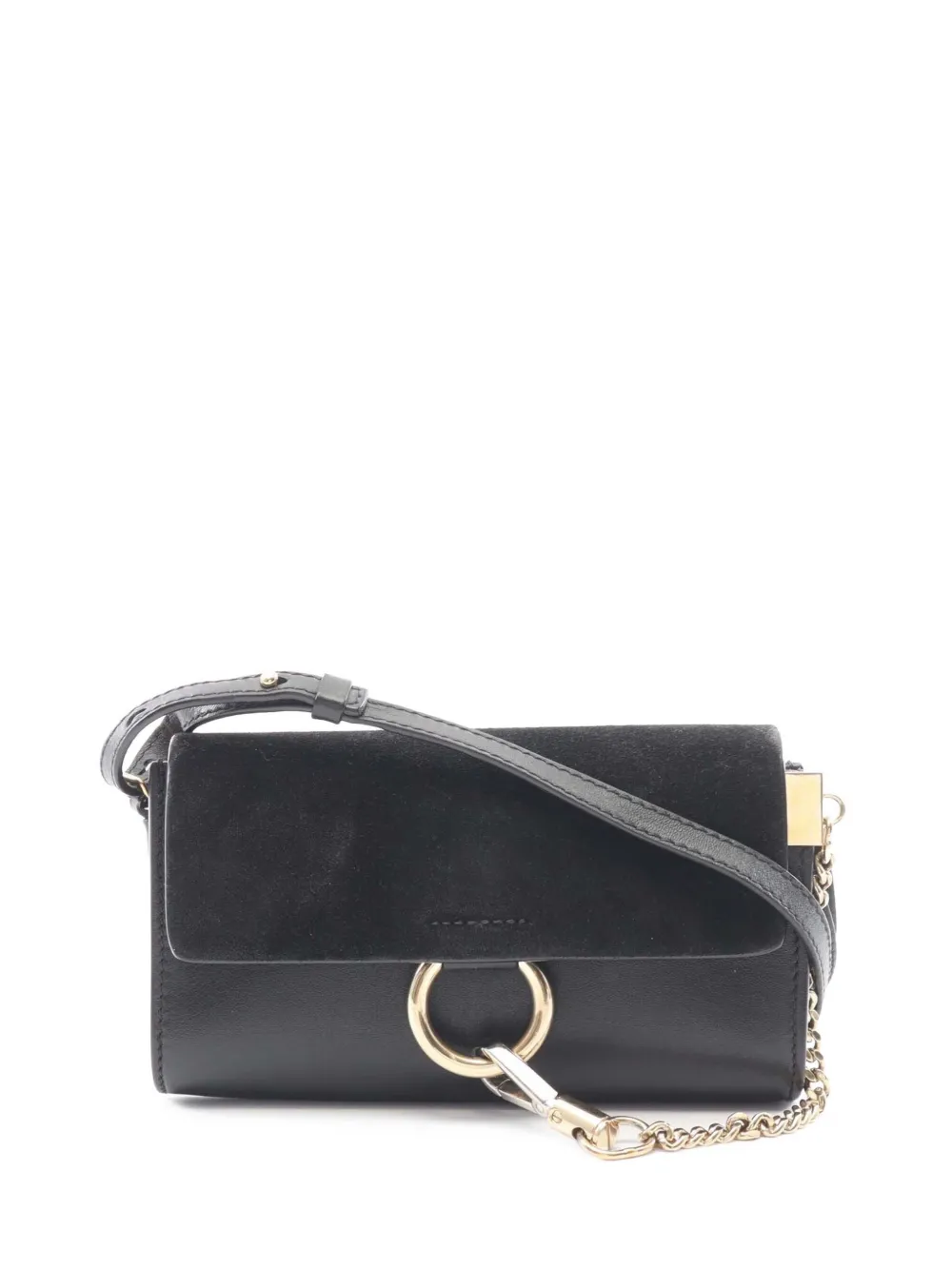 Chloé Pre-Owned 2010-2025 Mini Calfskin and Suede Faye Chain crossbody bag - Nero