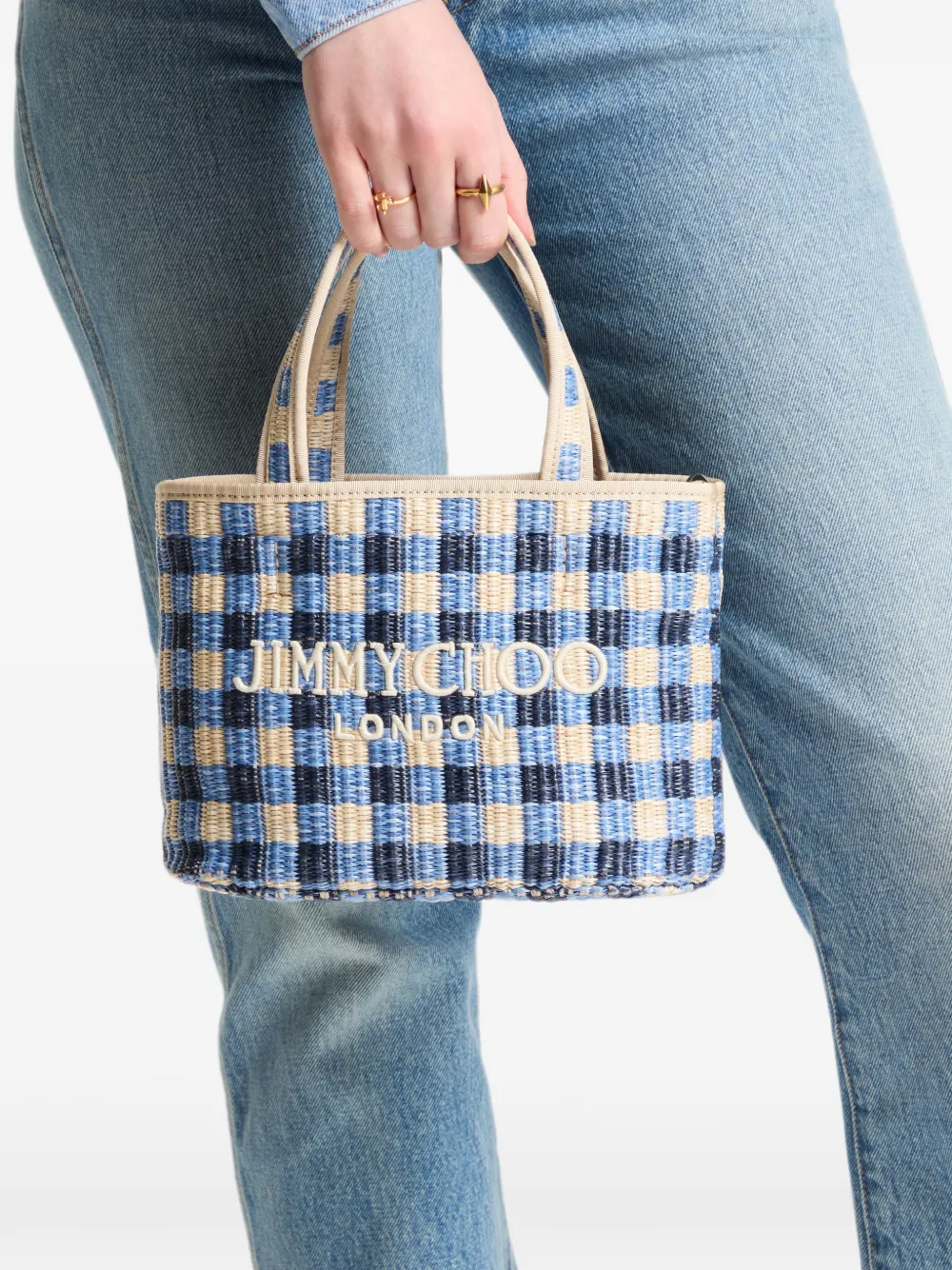  Jimmy Choo Bolso Shopper Beach East-west Mini - Azul 