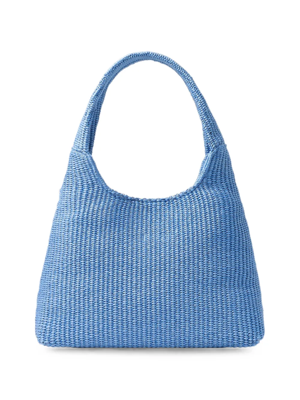 Jimmy Choo Grote Diamond Beach Ocean Blue en ecru raffia schoudertas Blauw