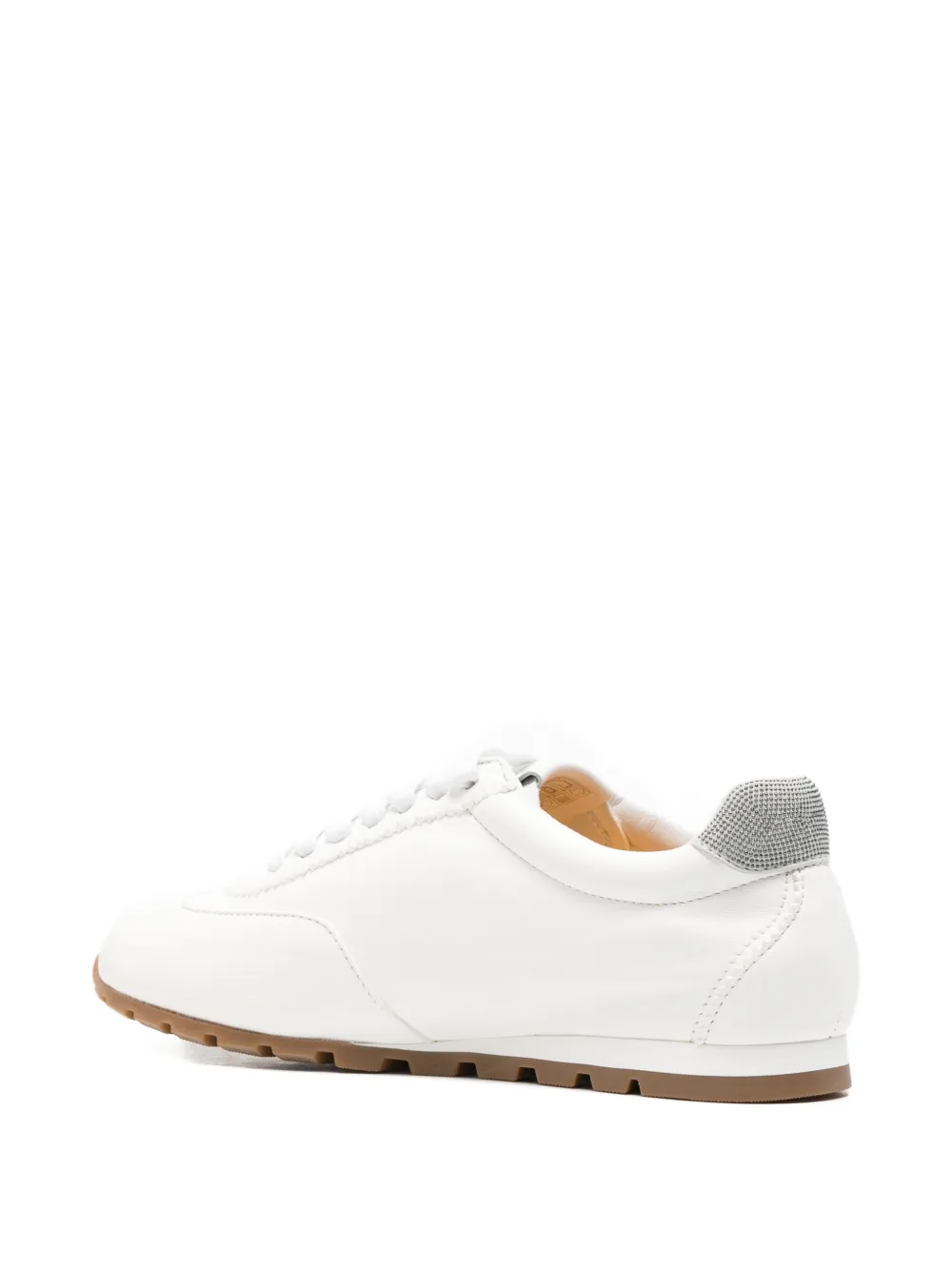 Doucal's crystal-embellished leather sneakers Wit