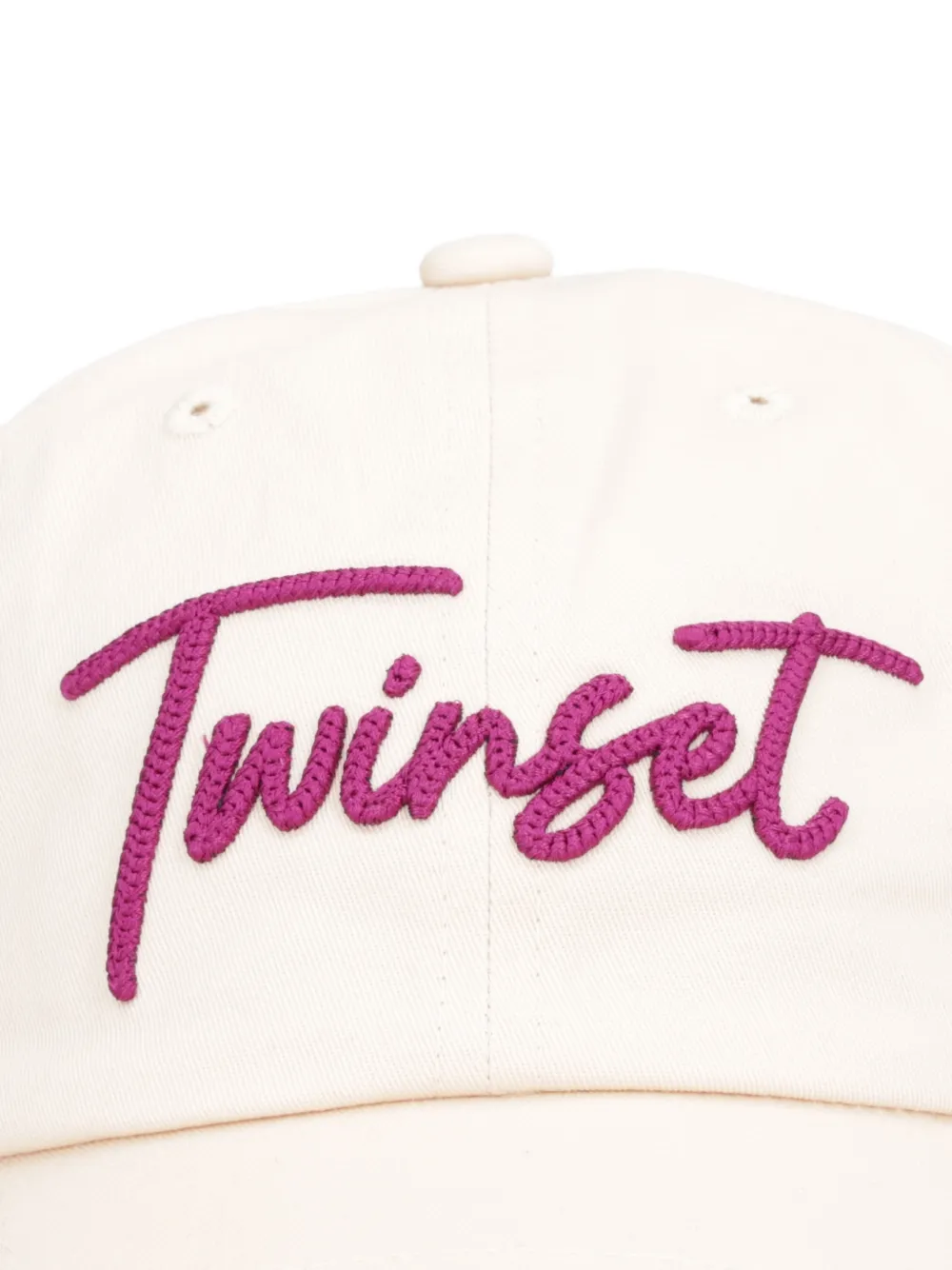 TWINSET Honkbalpet met geborduurd logo Beige