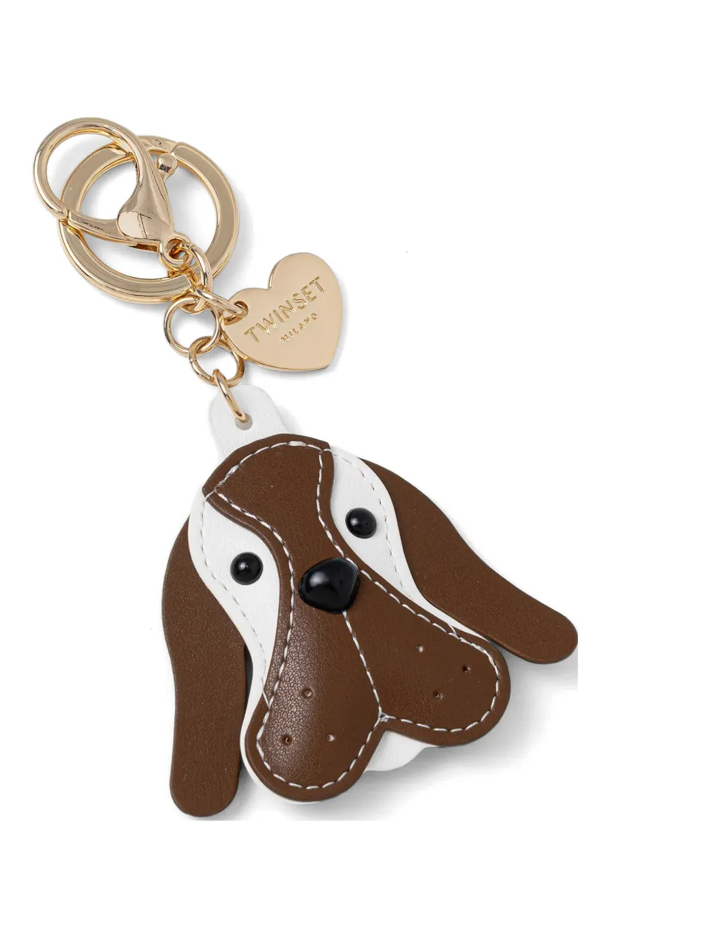 TWINSET dog-motif heart-charm keyring - Marrone
