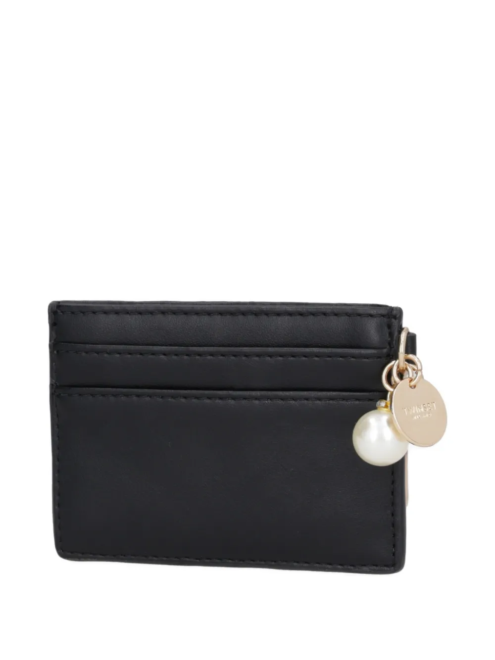 TWINSET faux-pearl charm card holder - Nero