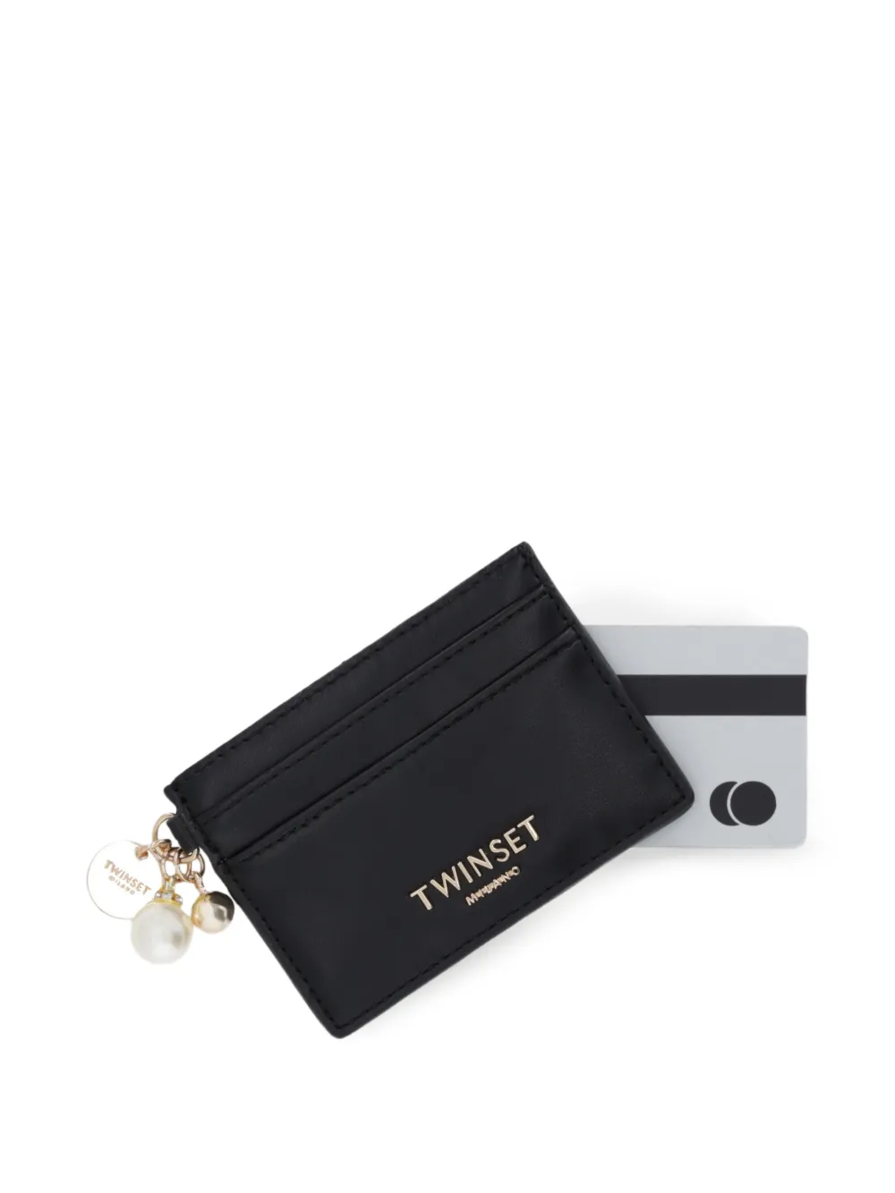 TWINSET Pasjeshouder met imitatieparel Zwart