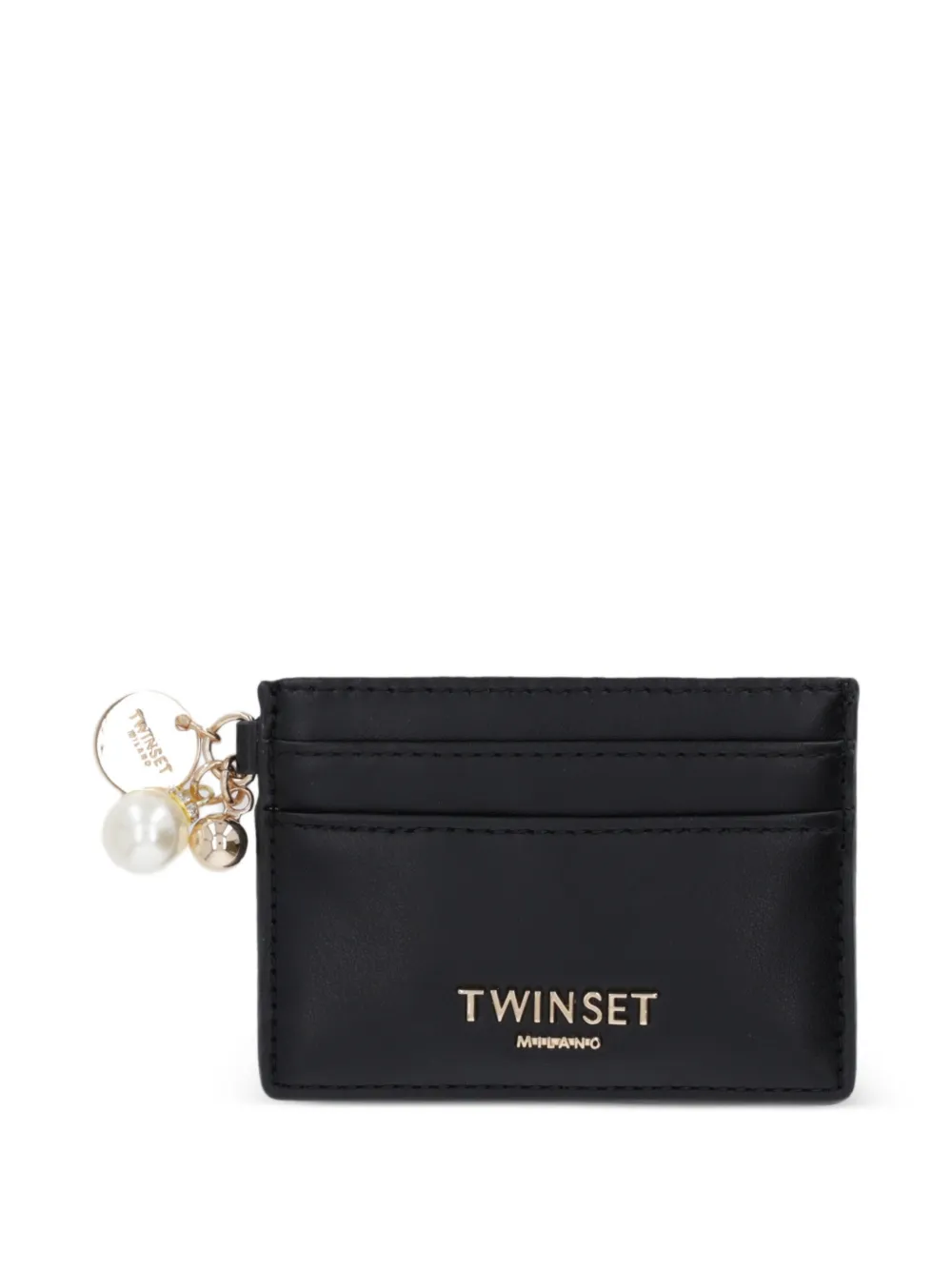 TWINSET faux-pearl charm card holder - Nero