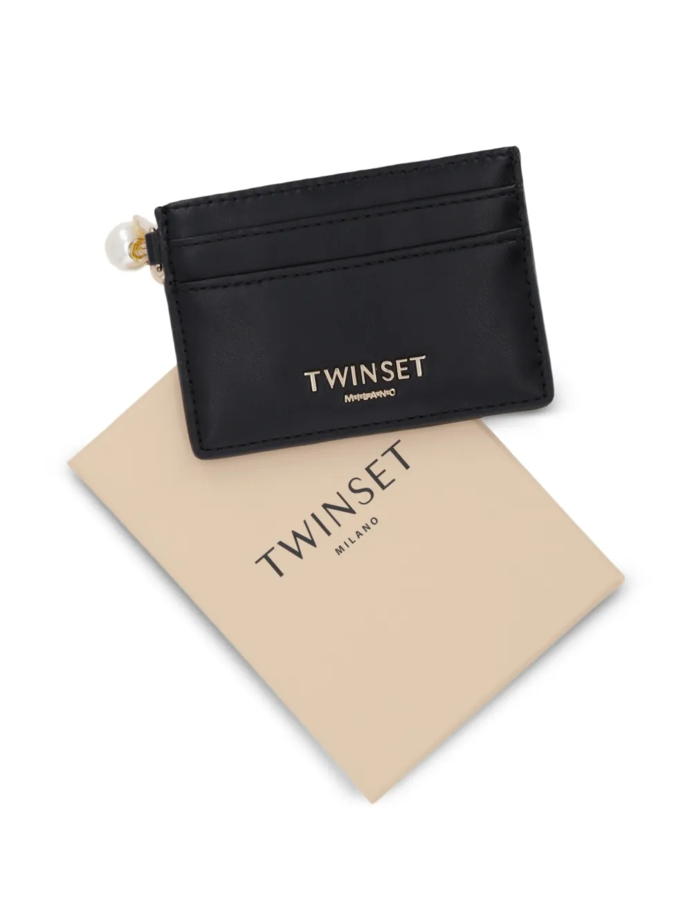 TWINSET Pasjeshouder met imitatieparel Zwart