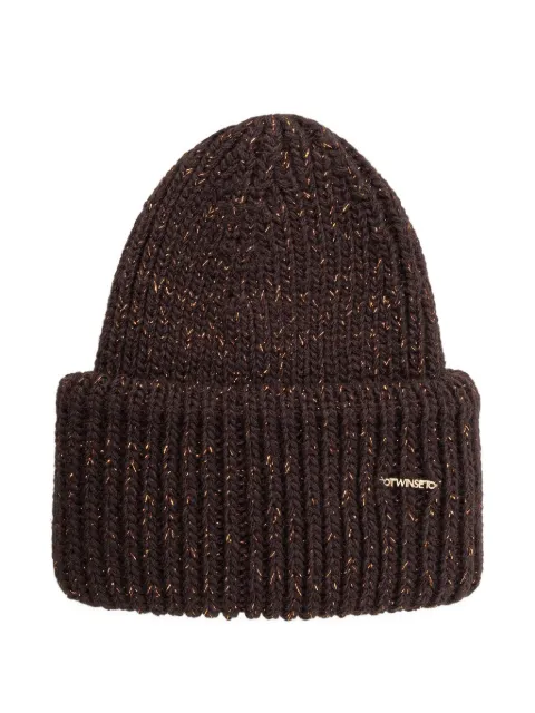 TWINSET ribbed-knit lurex-detail beanie hat