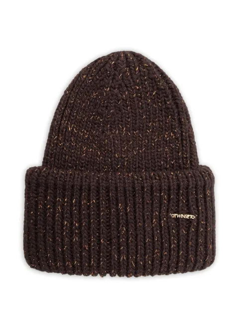 TWINSET ribbed-knit lurex-detail beanie hat