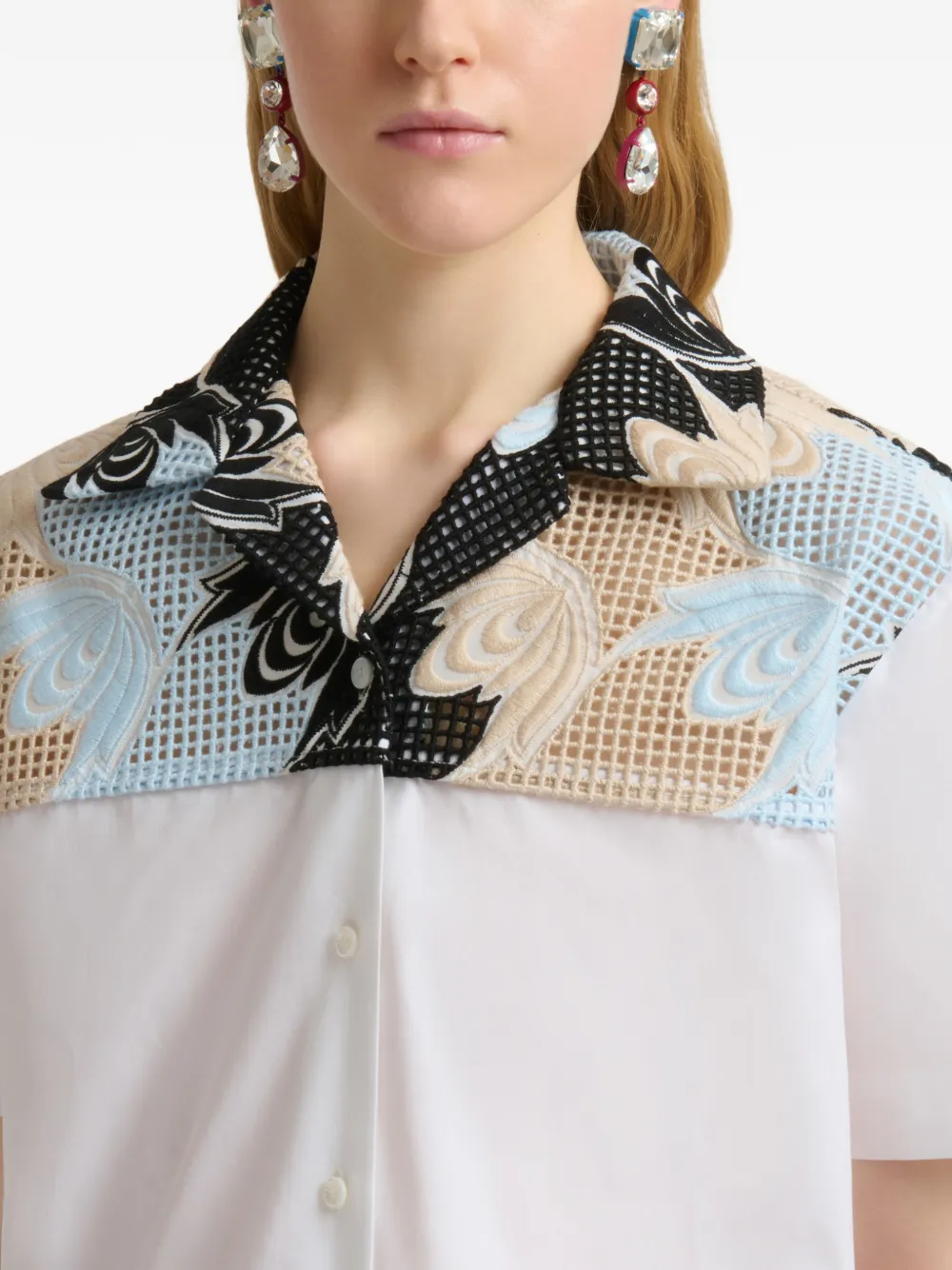 Marni Popeline blouse met broderie anglaise Wit