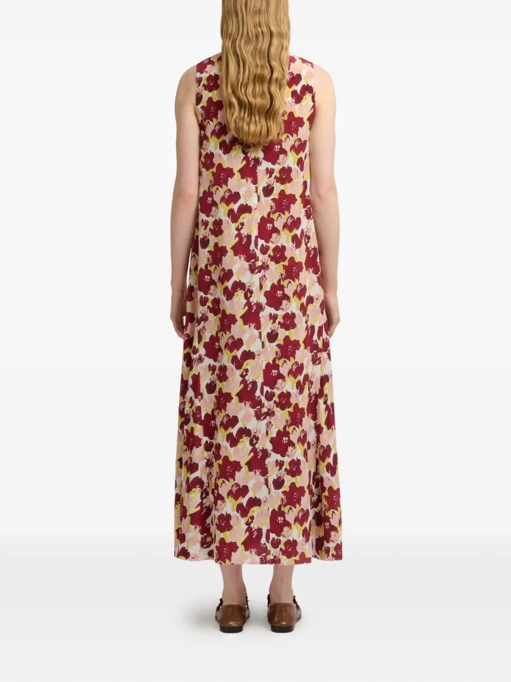 Marni Zijden maxi jurk met Secret Bouquet print Rood