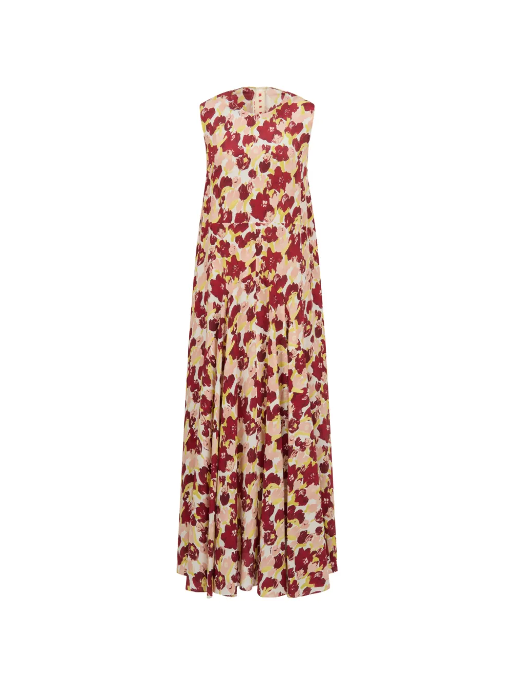 Marni floral pleated silk dress - Rosso