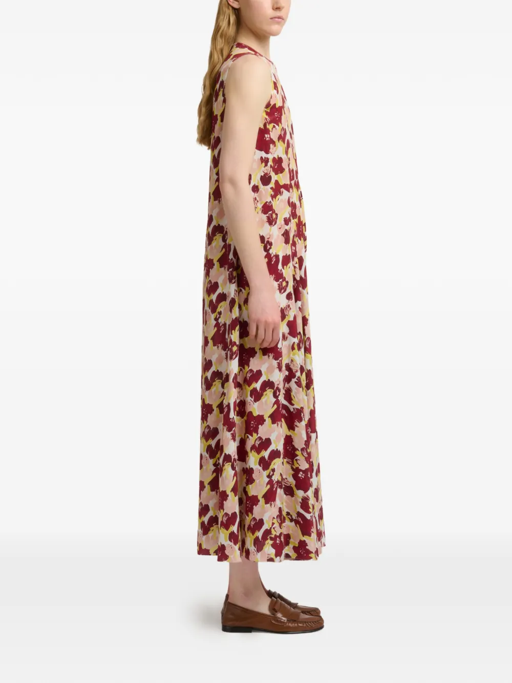 Marni Zijden maxi jurk met Secret Bouquet print Rood