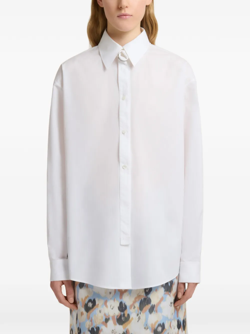 Marni Popeline blouse met D-ring bandje Wit