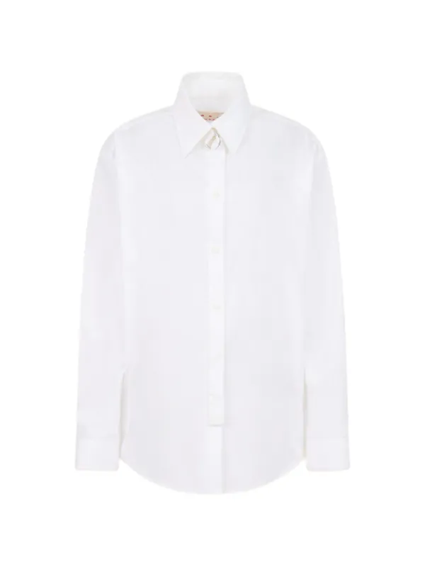 Marni Poplin Shirt with D-ring Neck Strap in White