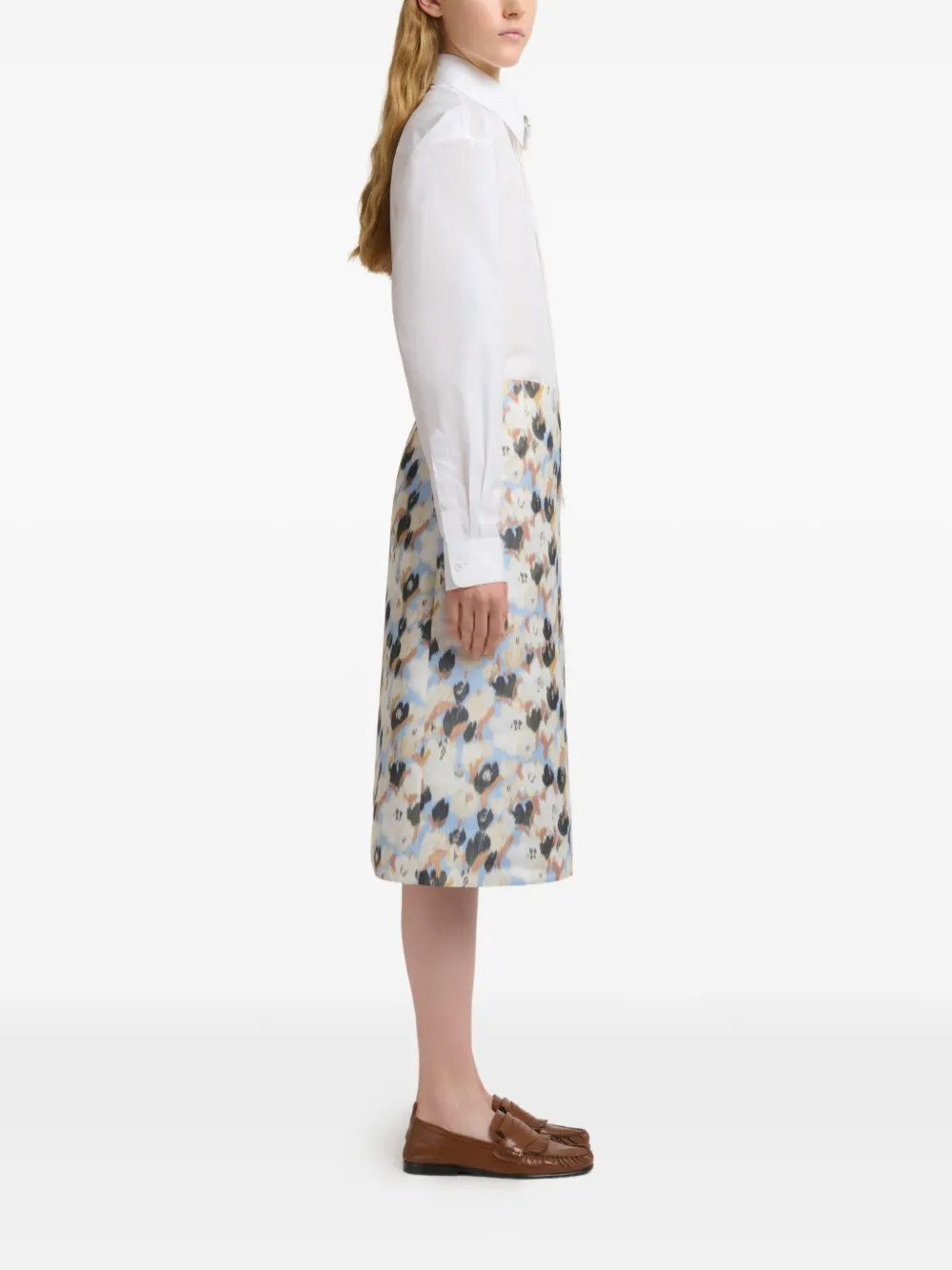 Marni Popeline blouse met D-ring bandje Wit