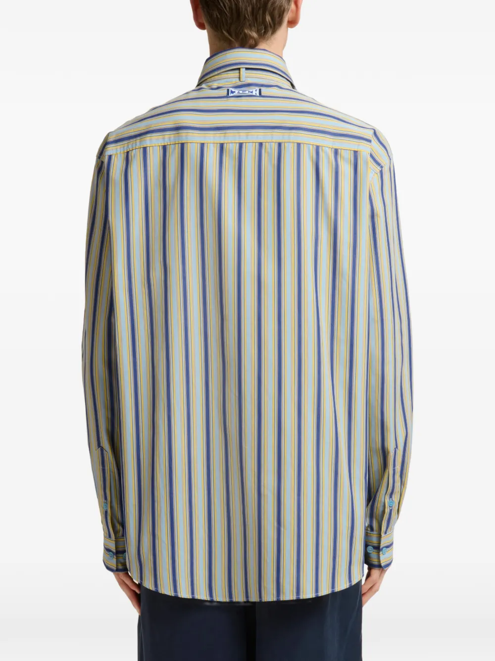 Marni Poplin overhemd met gestrikte hals Blauw