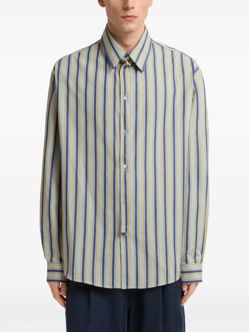Marni Poplin overhemd met gestrikte hals Blauw