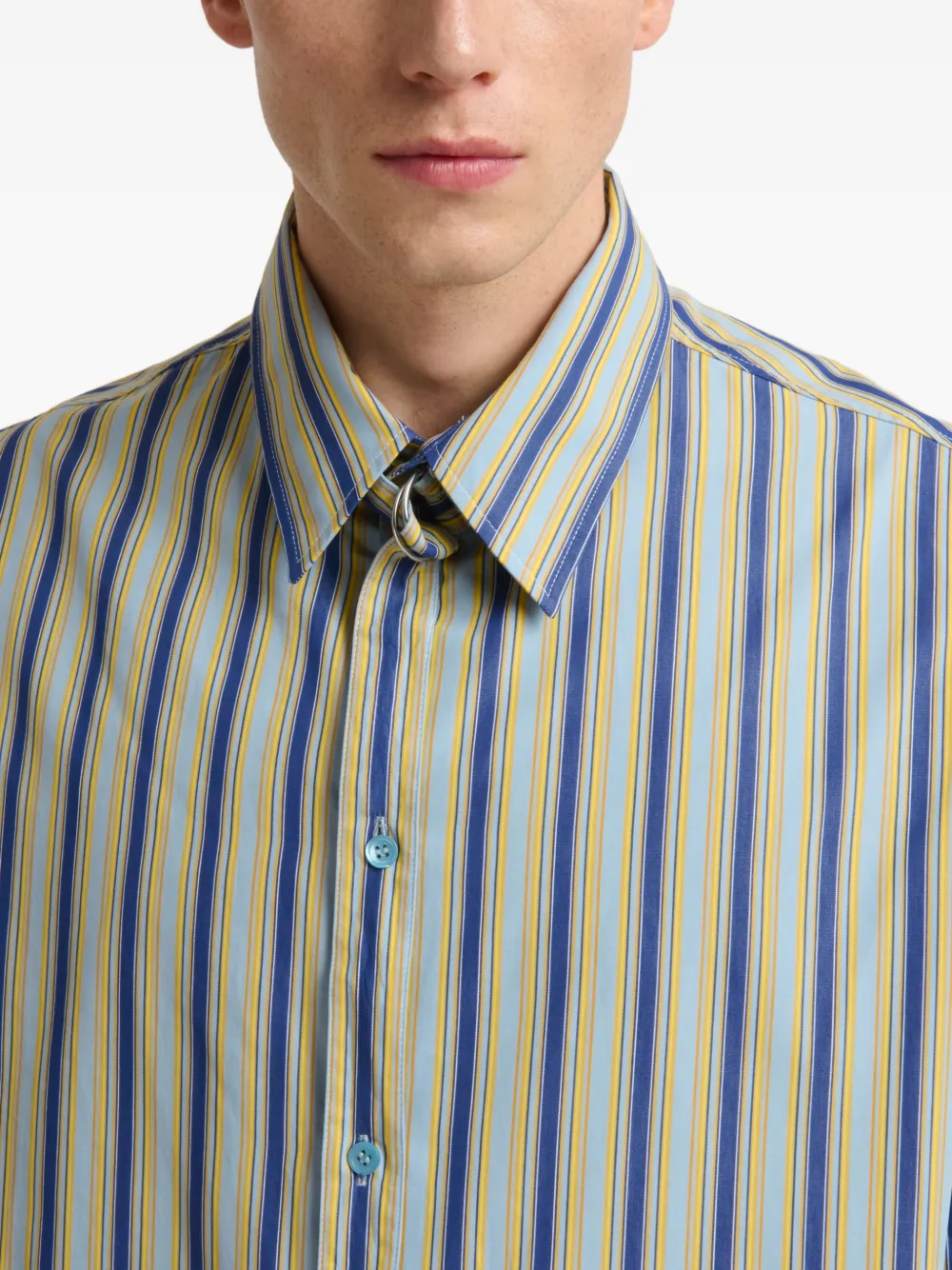 Marni Poplin overhemd met gestrikte hals Blauw
