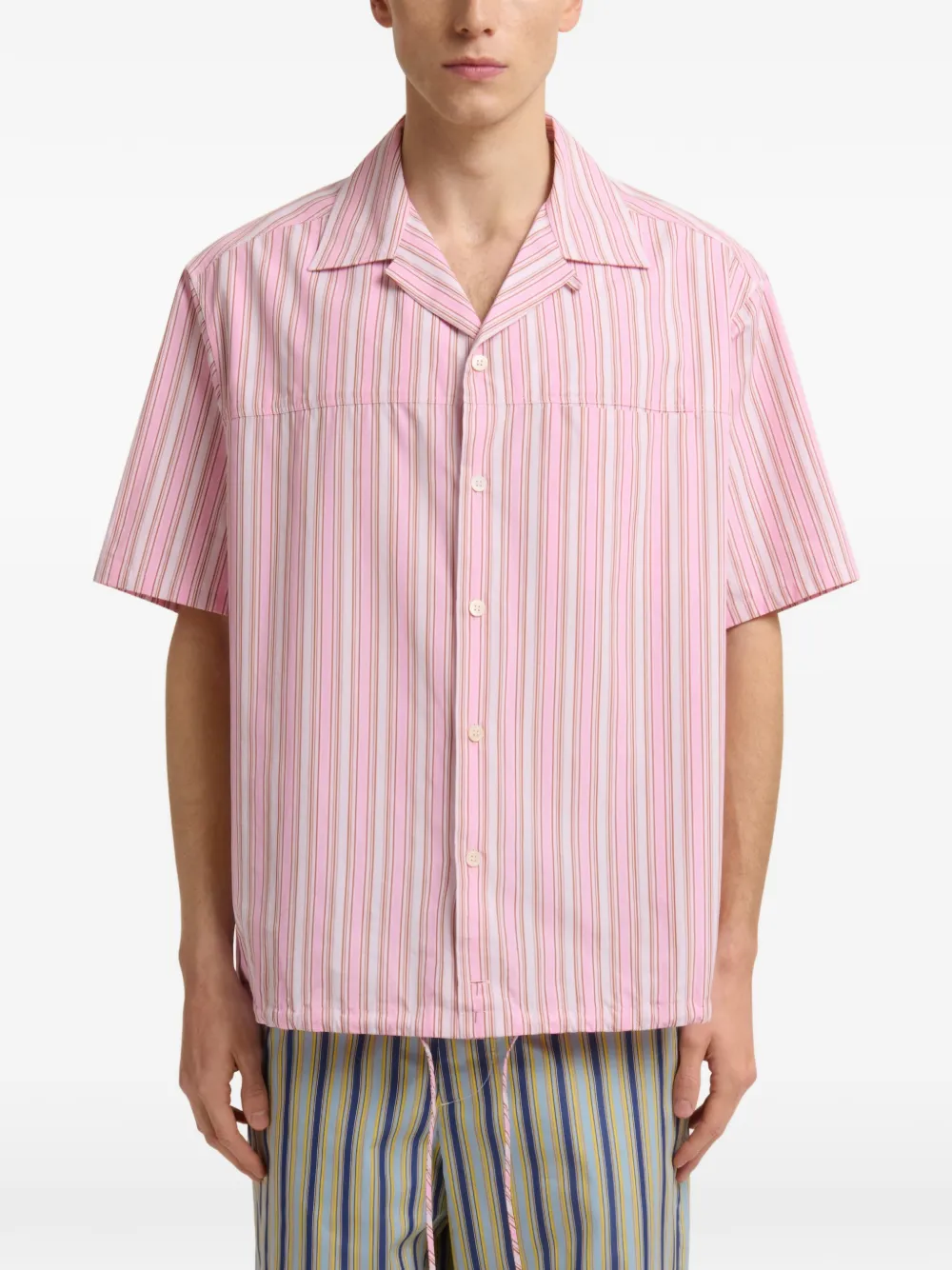  Marni Striped Drawstring Shirt - Pink 