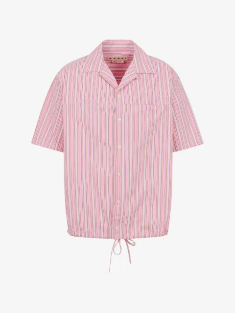 Marni Gestreiftes Popeline Shirt mit Kordelzug Saum