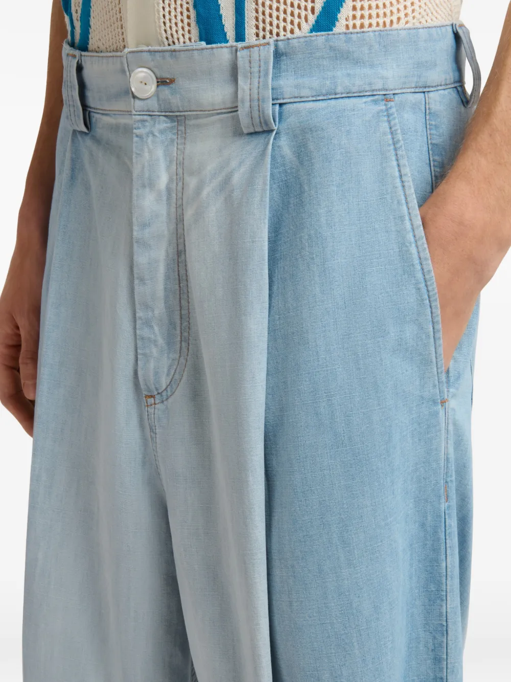 Marni Chambray jeans met foulard Blauw
