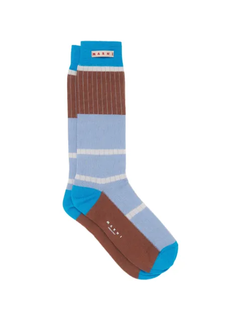 Marni calcetines tejidos de canalé con diseño color block