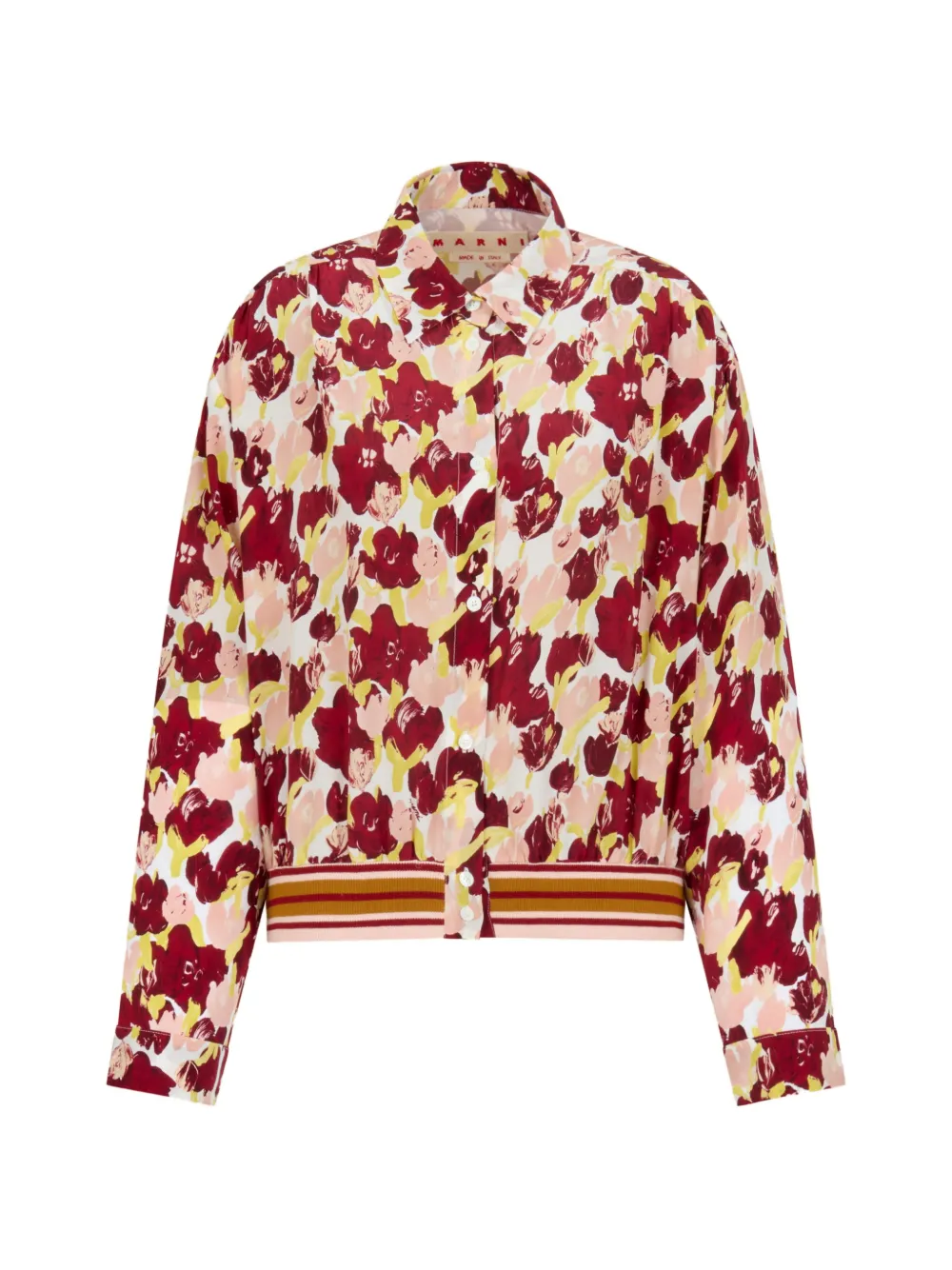Marni floral striped silk shirt - Rot