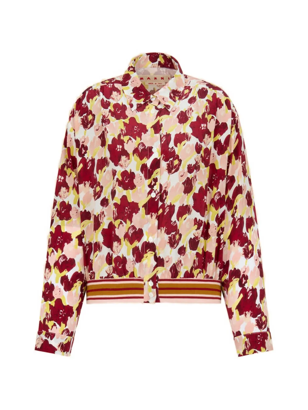 Marni floral striped silk shirt - Rot