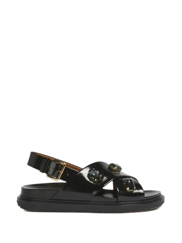 Marni Crystal-embellished Fussbett Sandals in Black