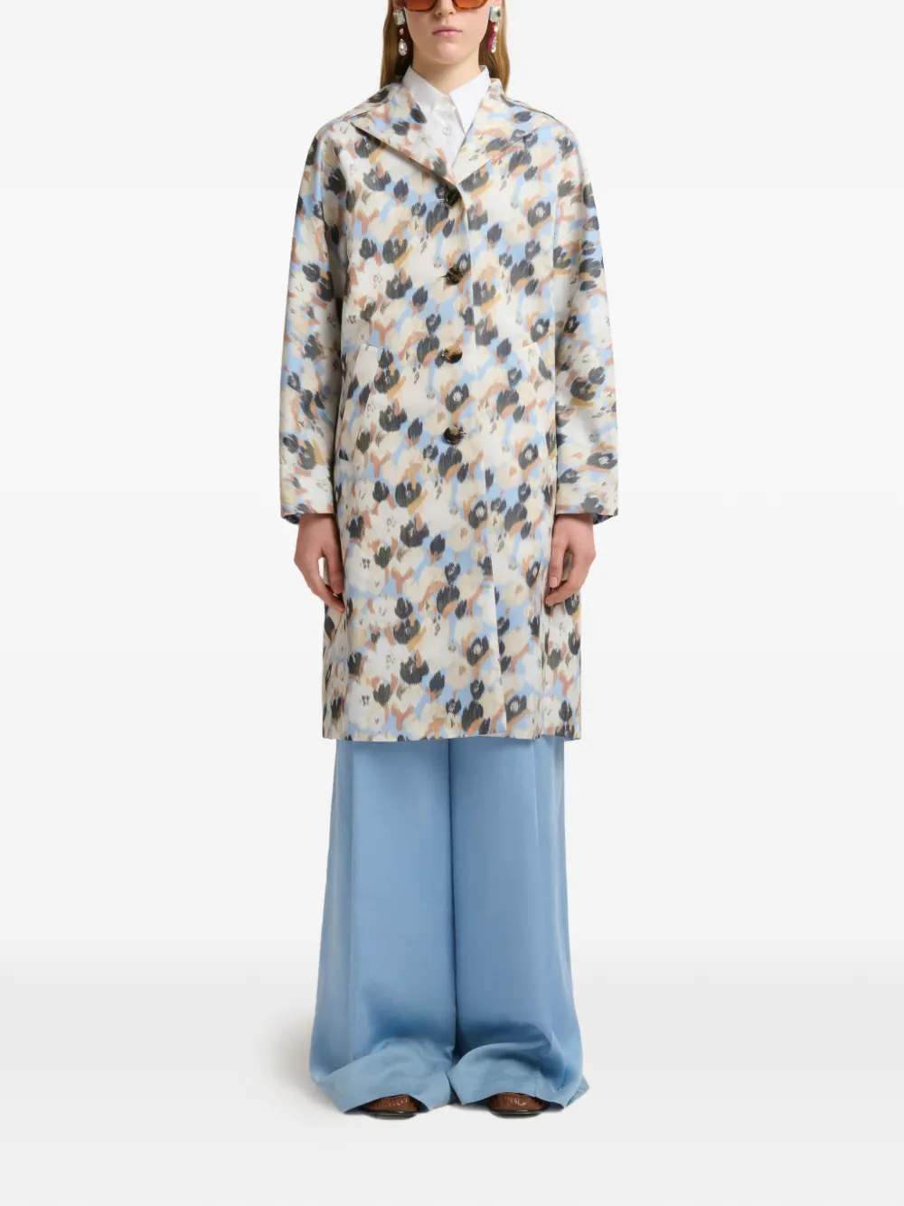  Marni Printed Button Parka Coat - Neutrals 