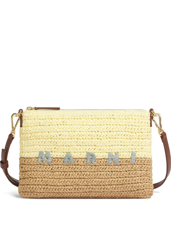 Marni Paper Raffia Seaside Pouch in Neutrals